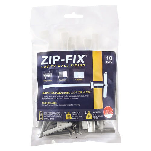 TIMCO Zip-Fix Heavy Duty Cavity Wall Anchors - M6 (10pcs)