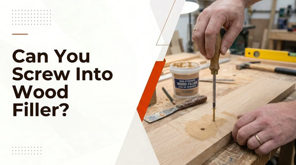 Can you screw into wood filler? A woodworker installing a screw into repaired wood
