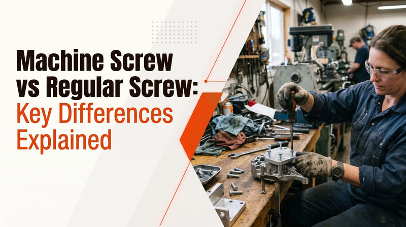 Technician assembling metal components at a workbench with hand tools.