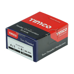 TIMCO Twin-Threaded Countersunk Silver Woodscrews - 4 x 1 (200pcs)