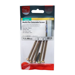 TIMCO Concrete Screws Flat Countersunk Gold - 7.5 x 50 (8pcs)