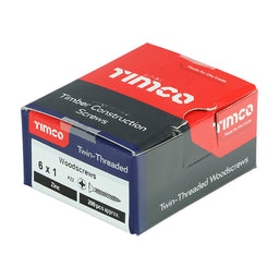 TIMCO Twin-Threaded Countersunk Silver Woodscrews - 6 x 1 (200pcs)