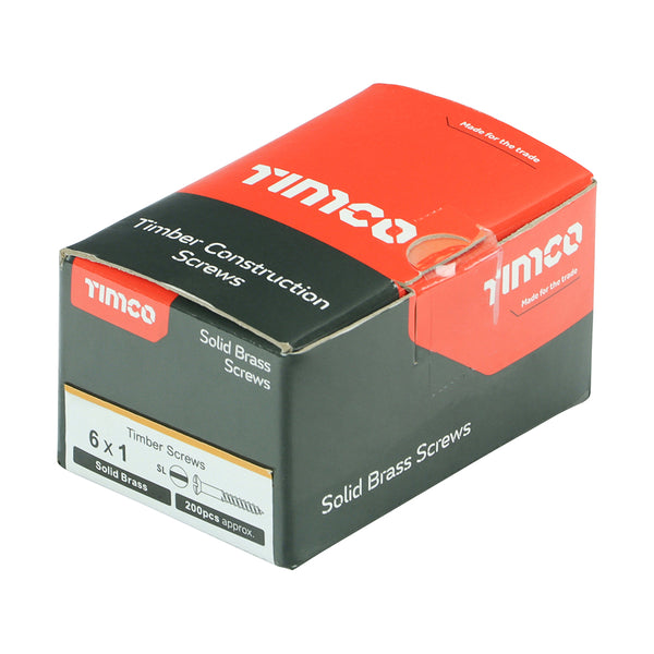 TIMCO Solid Brass Round Head Woodscrews - 6 x 1 (200pcs)