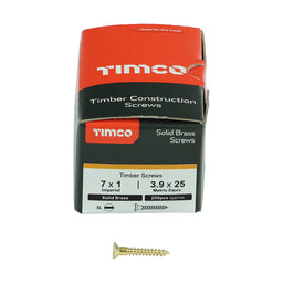 TIMCO Solid Brass Countersunk Woodscrews - 7 x 1 (200pcs)