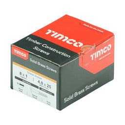 TIMCO Solid Brass Round Head Woodscrews - 8 x 1 (200pcs)