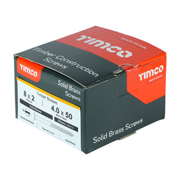 TIMCO Solid Brass Countersunk Woodscrews - 8 x 2 (200pcs)