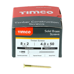 TIMCO Solid Brass Countersunk Woodscrews - 8 x 2 (200pcs)