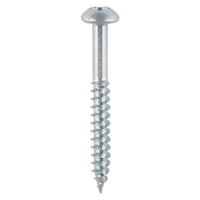 TIMCO Twin-Threaded Round Head Silver Woodscrews - 8 x 2 (200pcs)