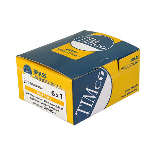 TIMCO Solid Brass Countersunk Woodscrews - 10 x 2 (100pcs)