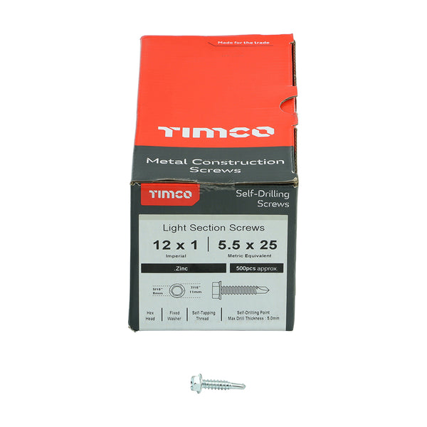 TIMCO Self-Drilling Light Section Silver Drill Screw - 12 x 1 (500pcs)