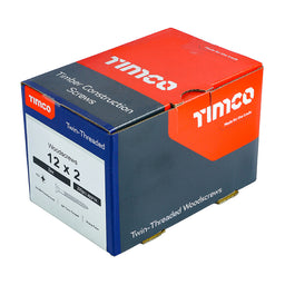 TIMCO Twin-Threaded Countersunk Silver Woodscrews - 12 x 2 (200pcs)