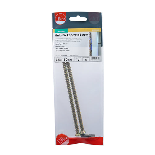 TIMCO Concrete Screws Flat Countersunk Gold - 7.5 x 150 (2pcs)