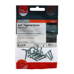 TIMCO Self-Tapping Pan Head Silver Screws - 6 x 3/4 (18pcs)