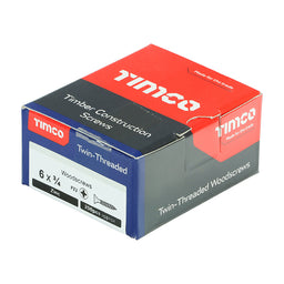 TIMCO Twin-Threaded Countersunk Silver Woodscrews - 6 x 3/4 (200pcs)