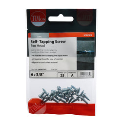 TIMCO Self-Tapping Pan Head Silver Screws - 6 x 3/8 (25pcs)