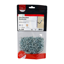 TIMCO Twin-Threaded Countersunk Silver Woodscrews - 6 x 5/8 (700pcs)