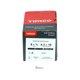 TIMCO Self-Drilling Metal Framing Pan Head Silver Screws - 8 x 3/4 (1000pcs)