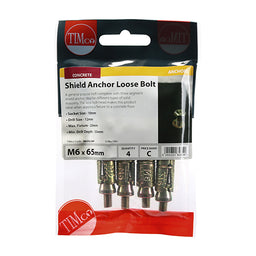 TIMCO Shield Anchors Loose Bolt Gold - M6:25L (M6 x 65) (4pcs)