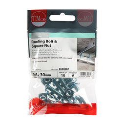 TIMCO Roofing Bolts & Square Nuts Silver - M6 x 30 (10pcs)