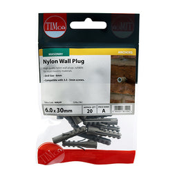 TIMCO Nylon Plugs - 6.0 x 30 (20pcs)