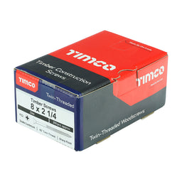 TIMCO Twin-Threaded Countersunk Silver Woodscrews - 8 x 2 1/4 (200pcs)