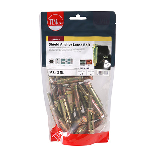 TIMCO Shield Anchors Loose Bolt Gold - M8:25L (M8 x 75) (24pcs)
