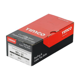 TIMCO Roofing Bolts & Square Nuts Silver - M8 x 25 (100pcs)