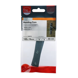 TIMCO Mending Plates Silver - 100 x 16 (4pcs)