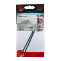 TIMCO Screw Hooks Silver - 100mm (2pcs)