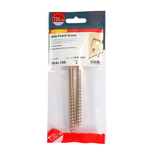 TIMCO Solo Advanced Hex Head Gold Coach Woodscrews - 10.0 x 100 (2pcs)