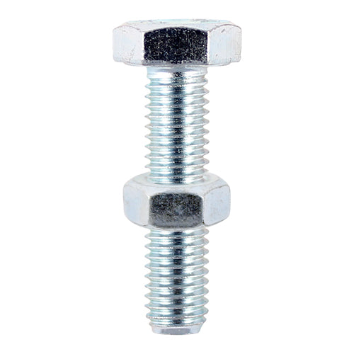 TIMCO Set Screws DIN933 Grade 8.8 & Hex Nut DIN934 Silver - M10 x 100 (2pcs)