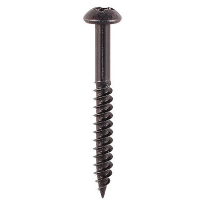 TIMCO Twin-Threaded Round Head Black Woodscrews - 10 x 11/2 (8pcs)