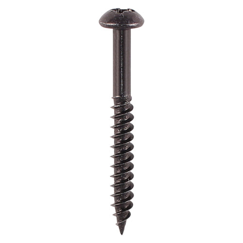 TIMCO Twin-Threaded Round Head Black Woodscrews - 10 x 1 1/4 (200pcs)