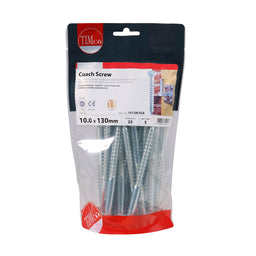 TIMCO Coach Screws Hex Head Silver  - 10.0 x 130 (23pcs)