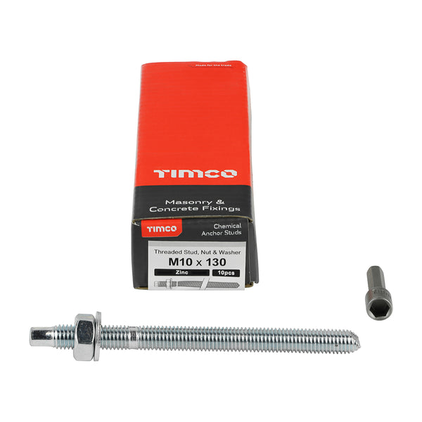 TIMCO Chemical Anchor Studs Silver - M10 x 130 (10pcs)