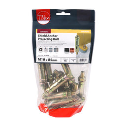 TIMCO Shield Anchors Projecting Bolt Gold - M10:15P (M10 x 85) (16pcs)