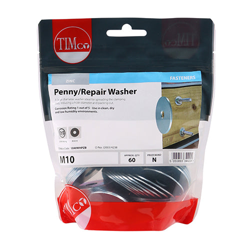 TIMCO Penny / Repair Washers DIN9054 Silver - M10 x 40 (60pcs)