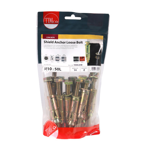 TIMCO Shield Anchors Loose Bolt Gold - M10:50L (M10 x 110) (14pcs)