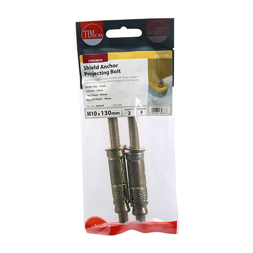 TIMCO Shield Anchors Projecting Bolt Gold - M10:60P (M10 x 130) (2pcs)