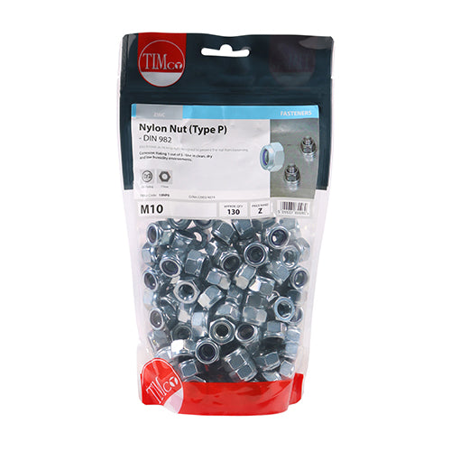 TIMCO Nylon Insert Nuts Type P DIN982 Silver - M10 (130pcs)