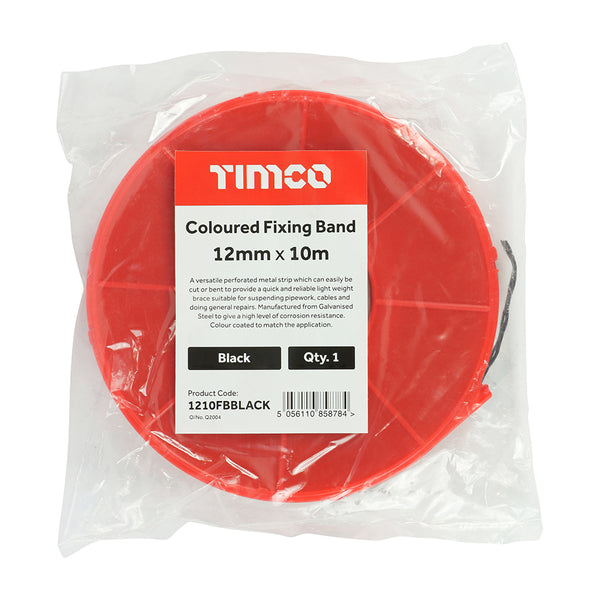 TIMCO Coloured Fixing Band Black - 12mm x 10m