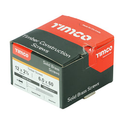 TIMCO Solid Brass Countersunk Woodscrews - 12 x 2 1/2 (100pcs)