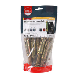 TIMCO Shield Anchors Loose Bolt Gold - M12:60L (M12 x 120) (10pcs)