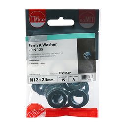 TIMCO Form A Washers DIN125-A Silver - M12 (15pcs)