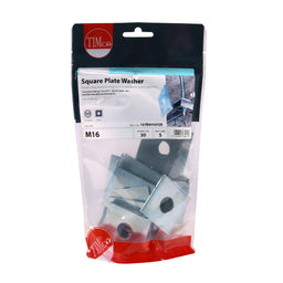 TIMCO Square Plate Washers Silver - M16 x 50 x 50 x 3 (30pcs)