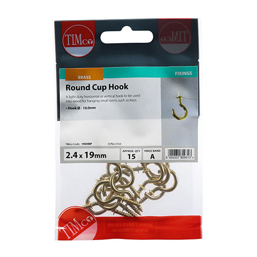 TIMCO Cup Hooks Round Electro Brass - 19mm (15pcs)