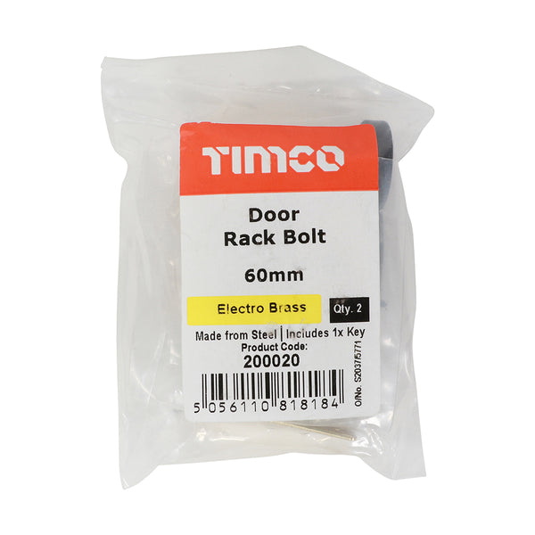 TIMCO Door Rack Bolts Electro Brass - 60mm (2pcs)