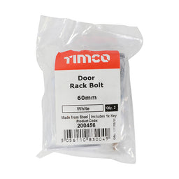 TIMCO Door Rack Bolts White - 60mm (2pcs)