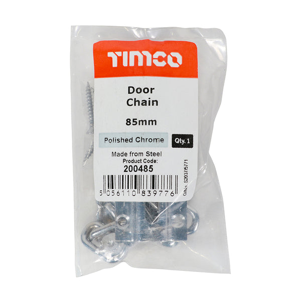 TIMCO Door Chain Polished Chrome - 85mm