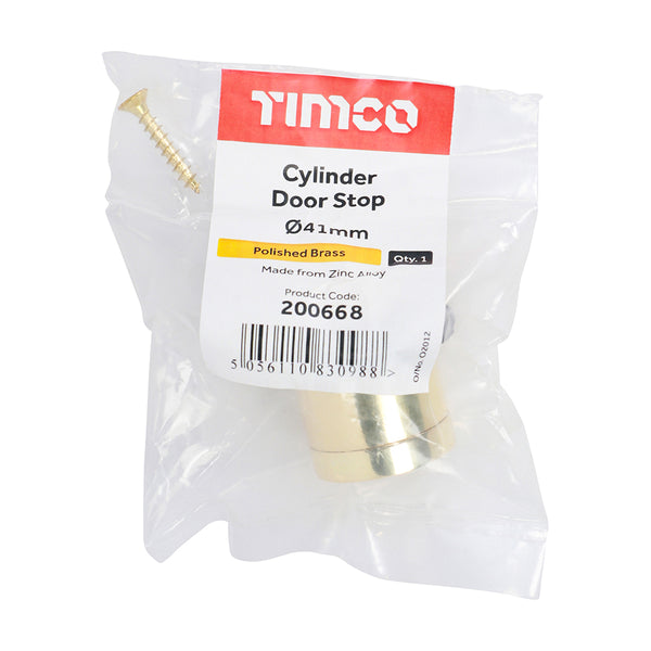 TIMCO Cylinder Door Stop Polished Brass - 41mm